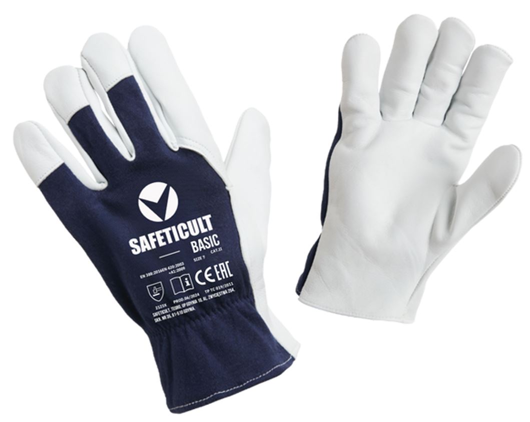 Rękawice skóra kozia, ściągacz, safeticult basic R9
