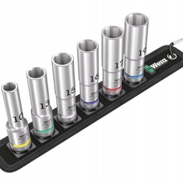Zestaw kluczy nasadowych długich 1/2' 10-19mm 6 części