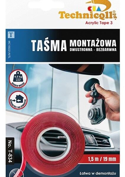 Taśma montażowa dwustronna bezbarwna 1.5M*19mm*1mm