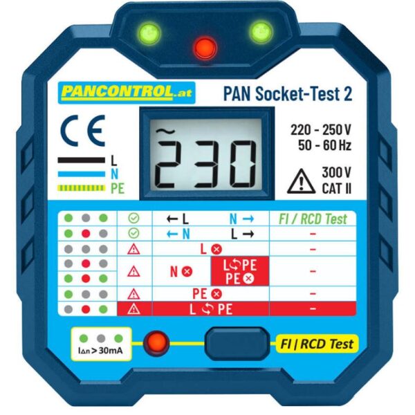 Tester gniazdek sieciowych PANSOCKET-TEST-2 RCD 30 MA