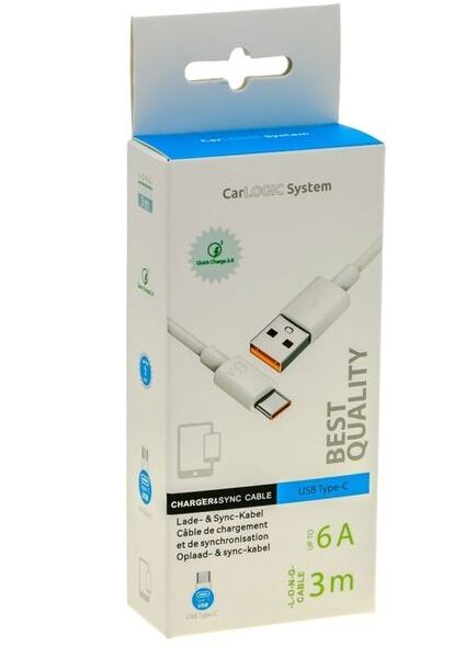 Kabel USB A - USB C 3M 6A